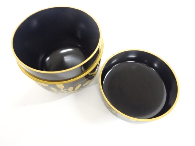  蒔絵師　友斎造　漆塗り蒔絵　了々斎好　棗セット